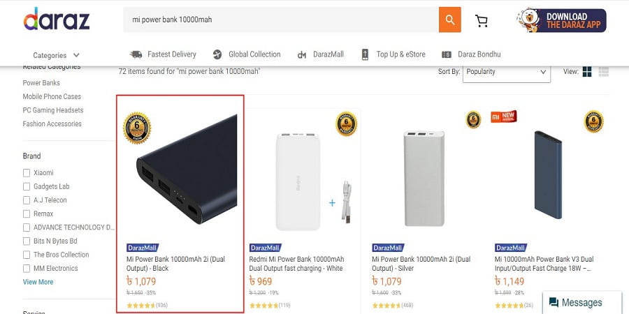 select your product from daraz.com.bd according to product rating