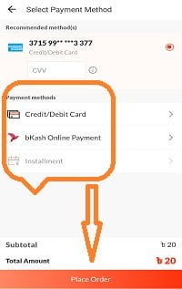 select payment method to recharge your mobile at daraz app