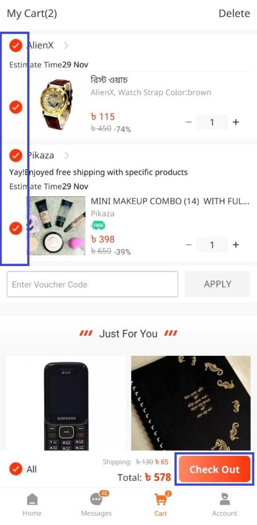 How to order multiple products in one order- daraz.com.bd