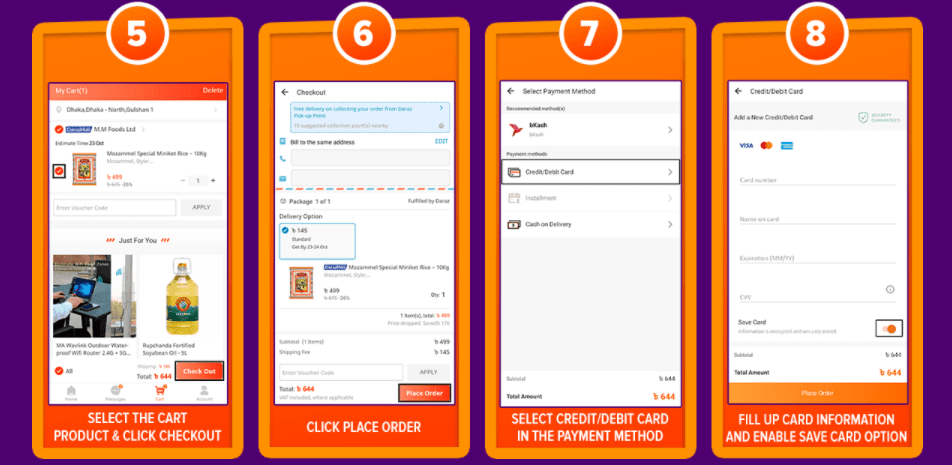 How to pay with your Debit/Credit Card on Daraz 