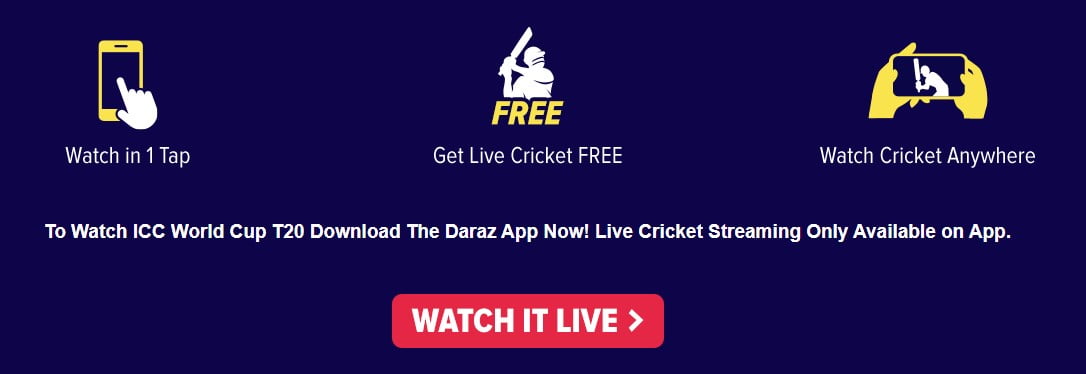 watch live cricket match on daraz app