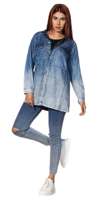 New design long denim jacket for women 