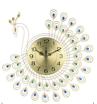 Best wall clock design 3d diamond peacock style wall clock in bd