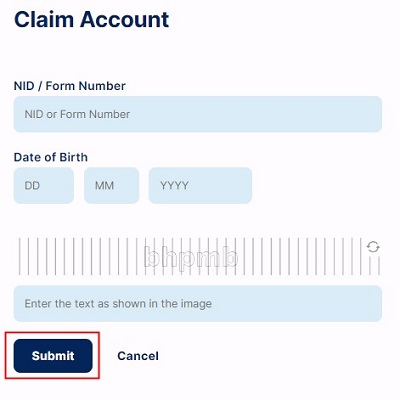create account form