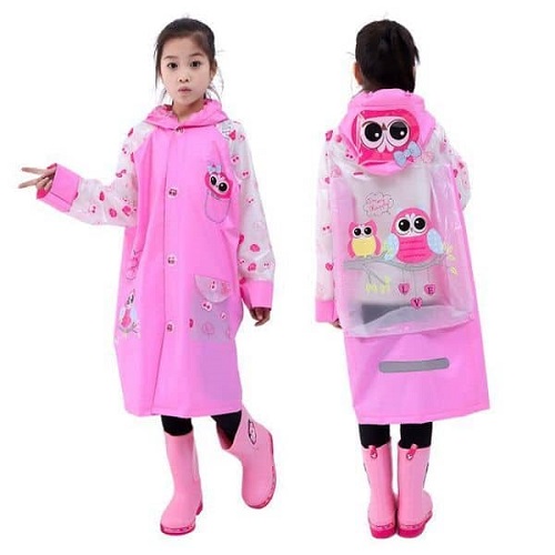 colorful raincoat pink color for girls
