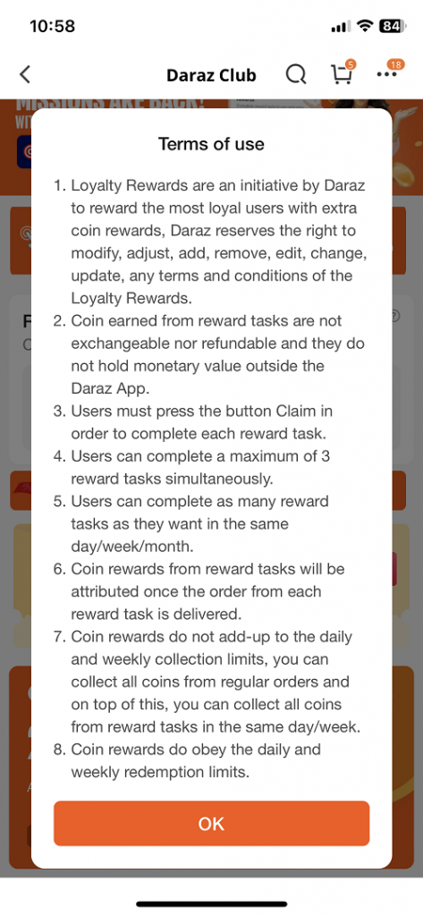 terms and conditions of daraz coins mission