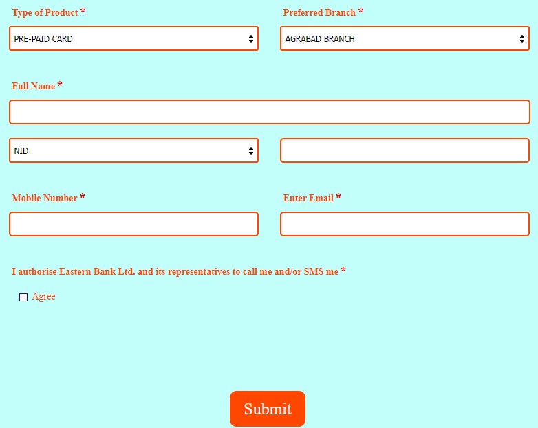 Daraz-ebl co-brand card online application form