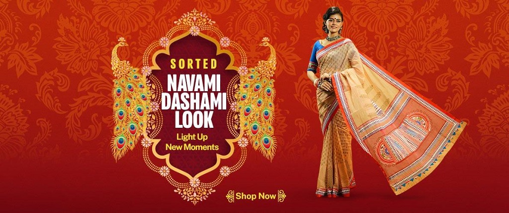 Puja dashami look saree collection