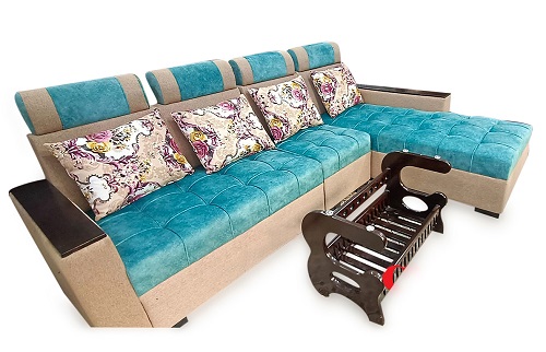 popular design L shape sofa set blue color