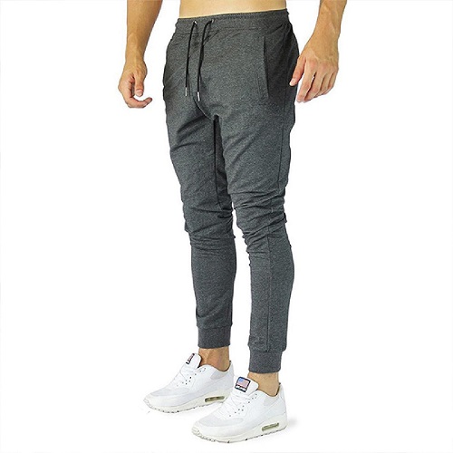 Dark Gray Cotton Slim Fit Sweatpants for Men