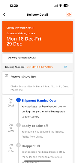 track your daraz order on mobile