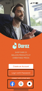 daraz app account login