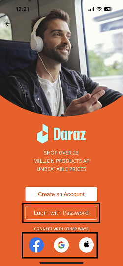 daraz account login with mail, facebook id