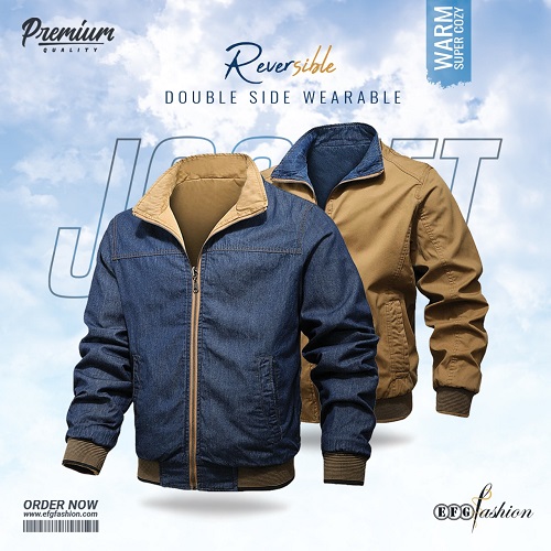 Denim jacket for men double sided wearable