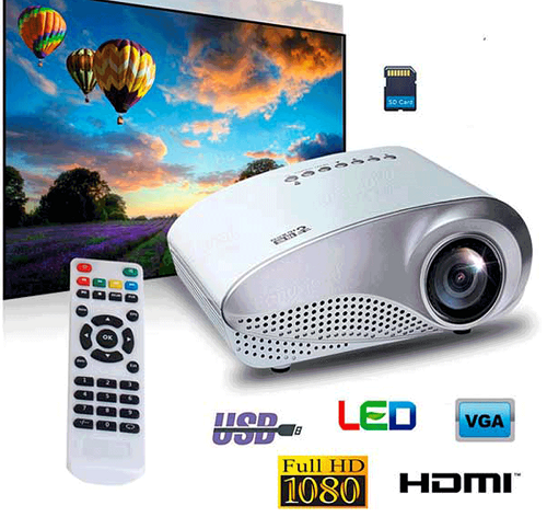 Mango HDMI RD-802 Mini Projector 1080p Built in TV Card Easy Connection LED Projector Resolution 50 Lumens