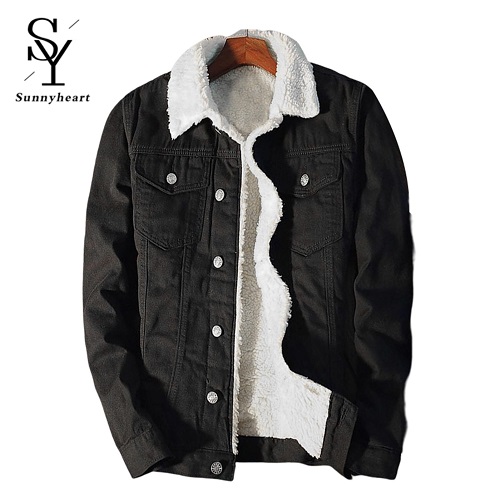 Sunnyheart Denim Jacket Single Pockets Jean Winter Jackets For Men